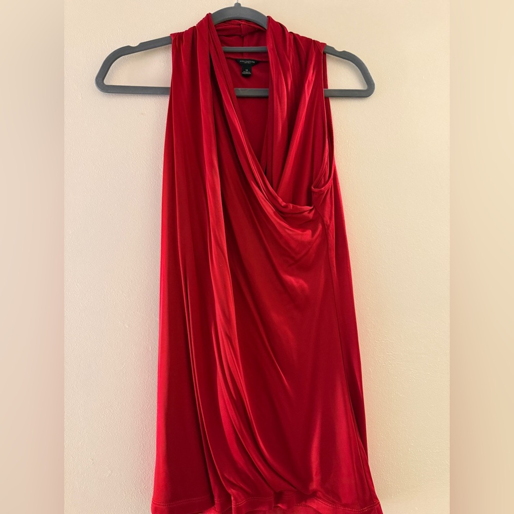 Drapey red blouse
